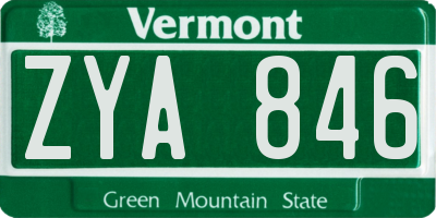 VT license plate ZYA846