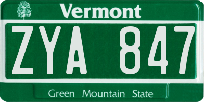 VT license plate ZYA847