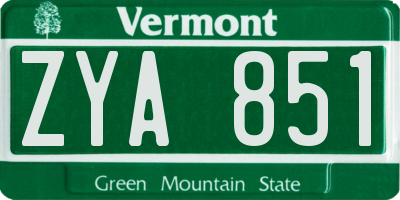 VT license plate ZYA851