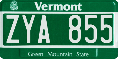 VT license plate ZYA855