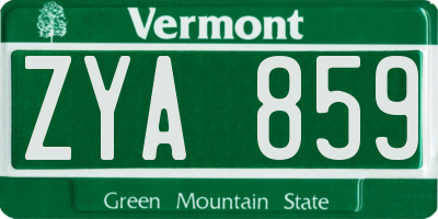 VT license plate ZYA859