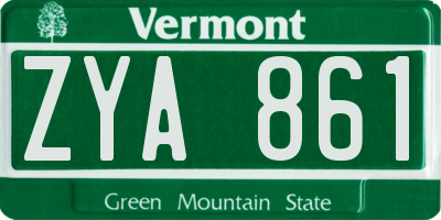 VT license plate ZYA861
