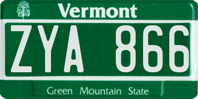 VT license plate ZYA866