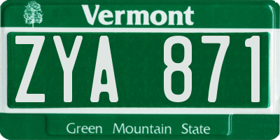VT license plate ZYA871