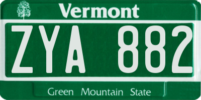 VT license plate ZYA882