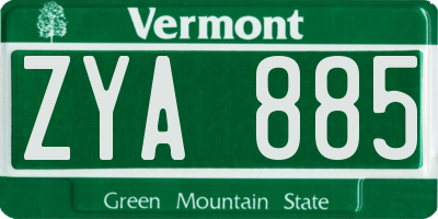 VT license plate ZYA885