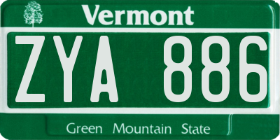 VT license plate ZYA886