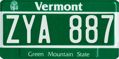 VT license plate ZYA887