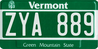 VT license plate ZYA889
