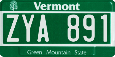 VT license plate ZYA891