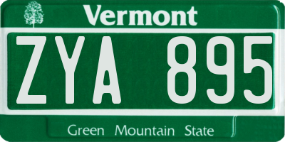 VT license plate ZYA895