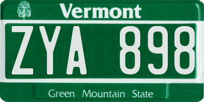 VT license plate ZYA898