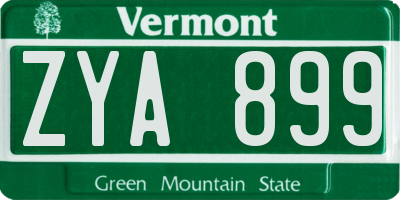 VT license plate ZYA899