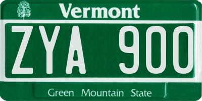 VT license plate ZYA900