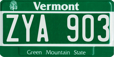 VT license plate ZYA903