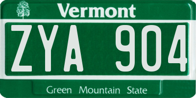 VT license plate ZYA904