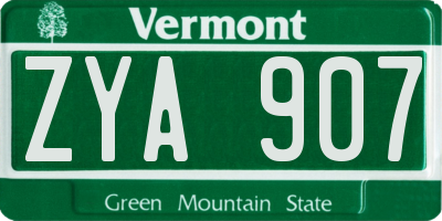 VT license plate ZYA907