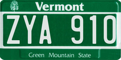 VT license plate ZYA910