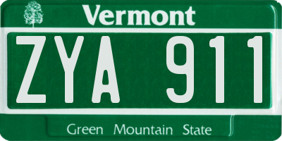 VT license plate ZYA911