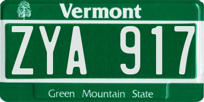 VT license plate ZYA917