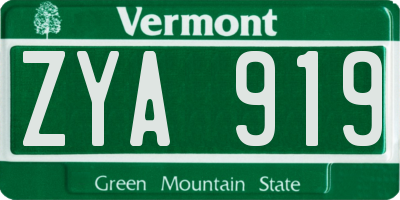 VT license plate ZYA919