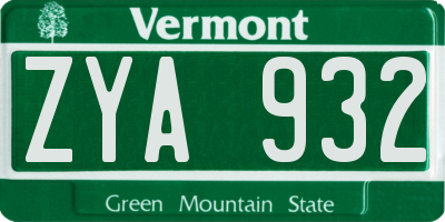 VT license plate ZYA932