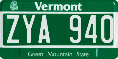 VT license plate ZYA940