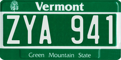VT license plate ZYA941