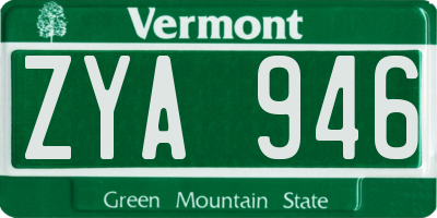 VT license plate ZYA946
