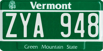 VT license plate ZYA948