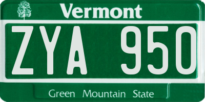 VT license plate ZYA950