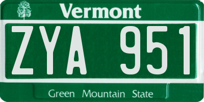 VT license plate ZYA951