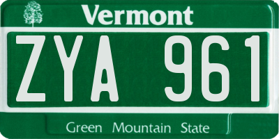 VT license plate ZYA961