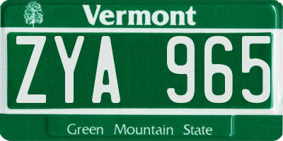 VT license plate ZYA965