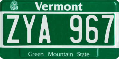 VT license plate ZYA967
