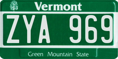 VT license plate ZYA969