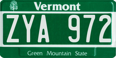 VT license plate ZYA972