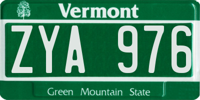 VT license plate ZYA976