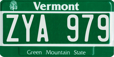 VT license plate ZYA979