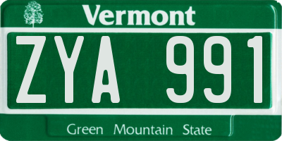 VT license plate ZYA991