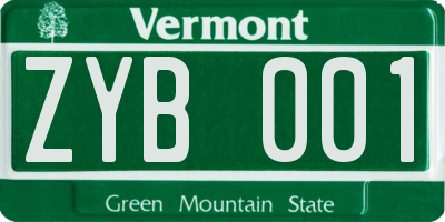 VT license plate ZYB001
