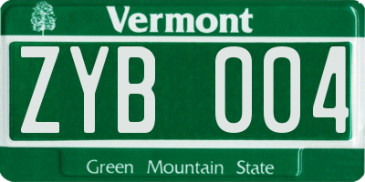 VT license plate ZYB004