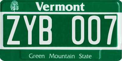 VT license plate ZYB007