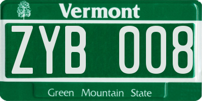 VT license plate ZYB008
