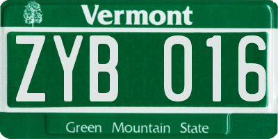 VT license plate ZYB016