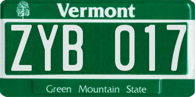 VT license plate ZYB017