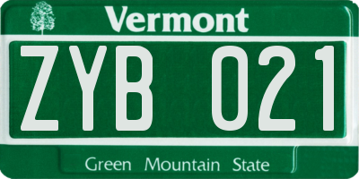 VT license plate ZYB021
