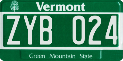VT license plate ZYB024