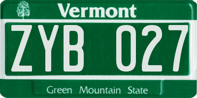 VT license plate ZYB027