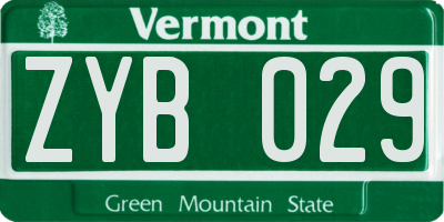 VT license plate ZYB029